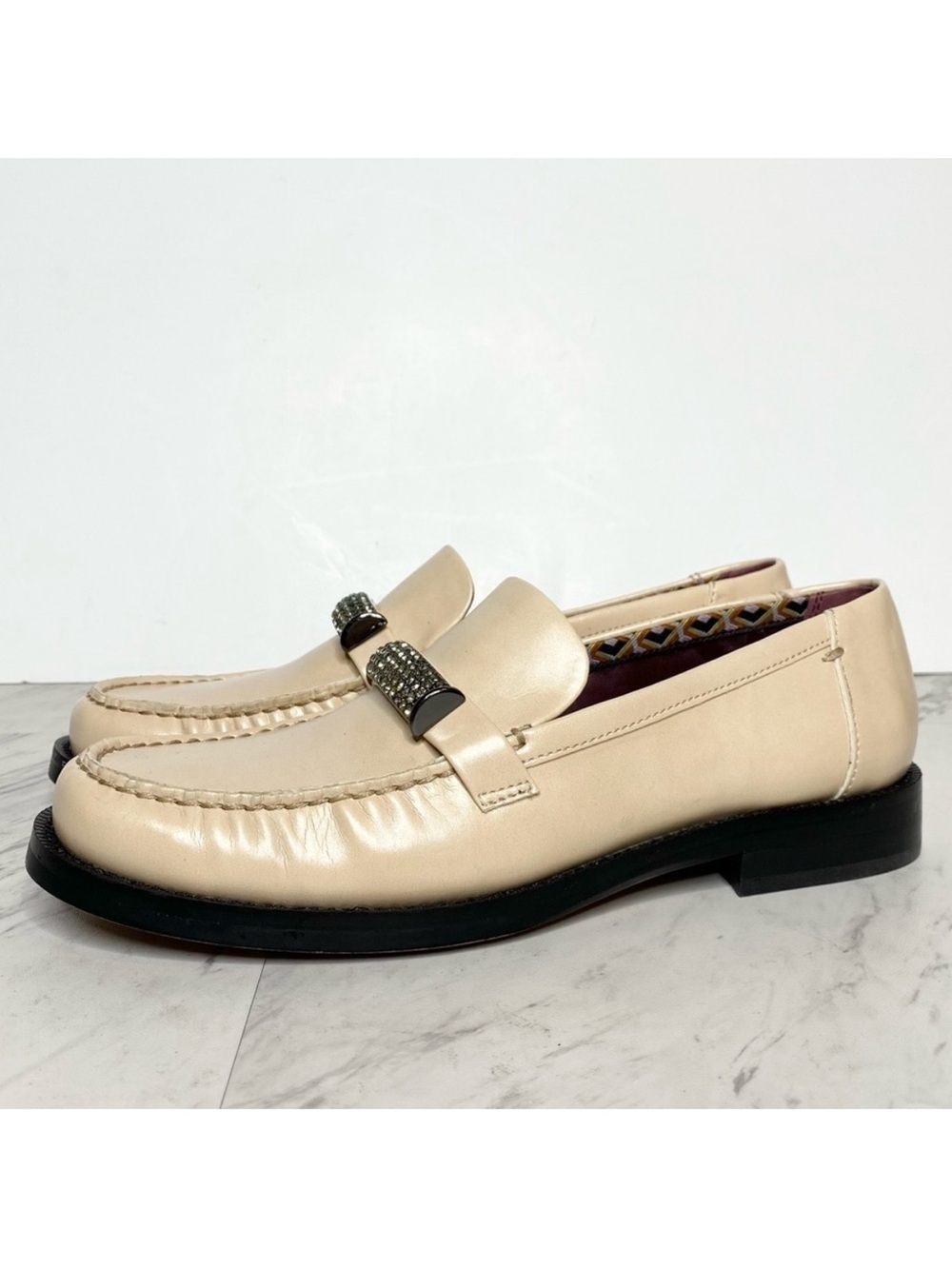 Franco Sarto Lizzy Tan Faux Leather Sparkle Loafer 8M